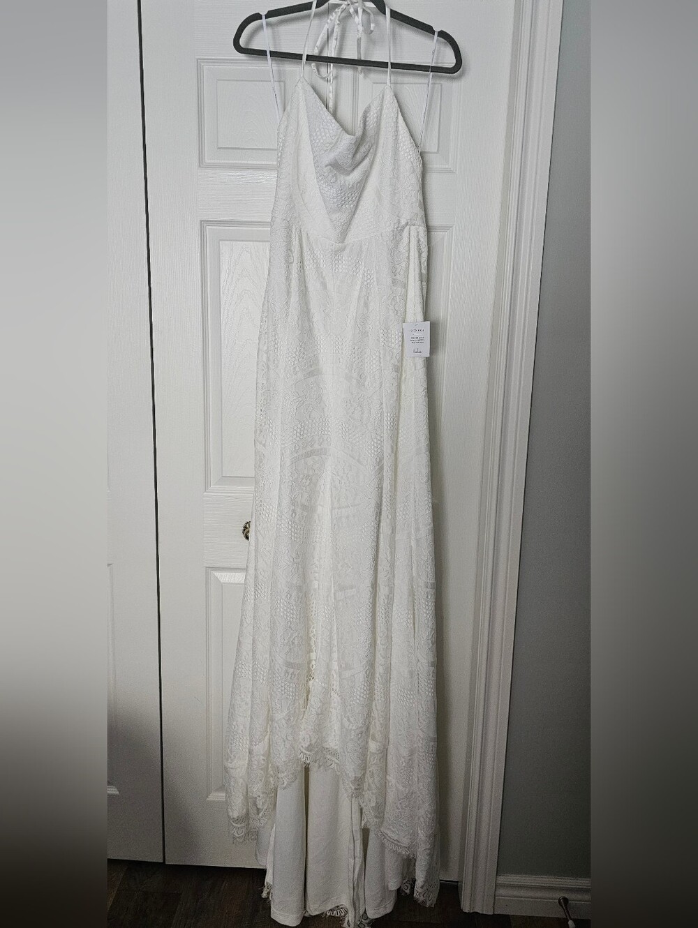 Lulu's White Floral Lace Dress with Satin Ribbon
